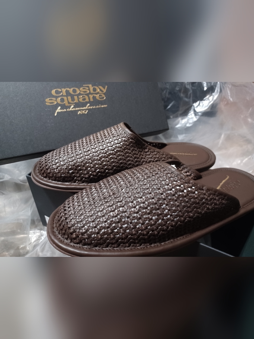 NIB Crosby Square Men's Dark Brown Woven Slide Size 11 - Picture 7 of 7